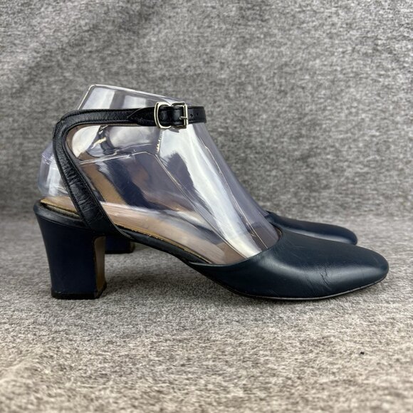 ✅VTG Fashion Craft Heels Womens 7.5 2A/4A Blue Leather Ankle Strap✅Nostalgia USA - Picture 9 of 14